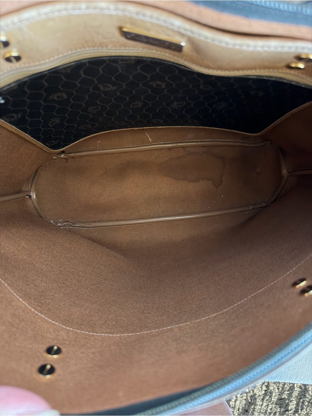 Dior Black Honeycomb & Tan Leather Vintage Tote, Long Wallet, Pouch & Scarf Set! - Picture 10 of 16